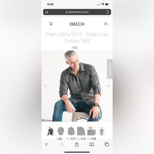 Batch Shirts Men’s long sleeve Shirt – Slate Grey Cotton Oxford. New